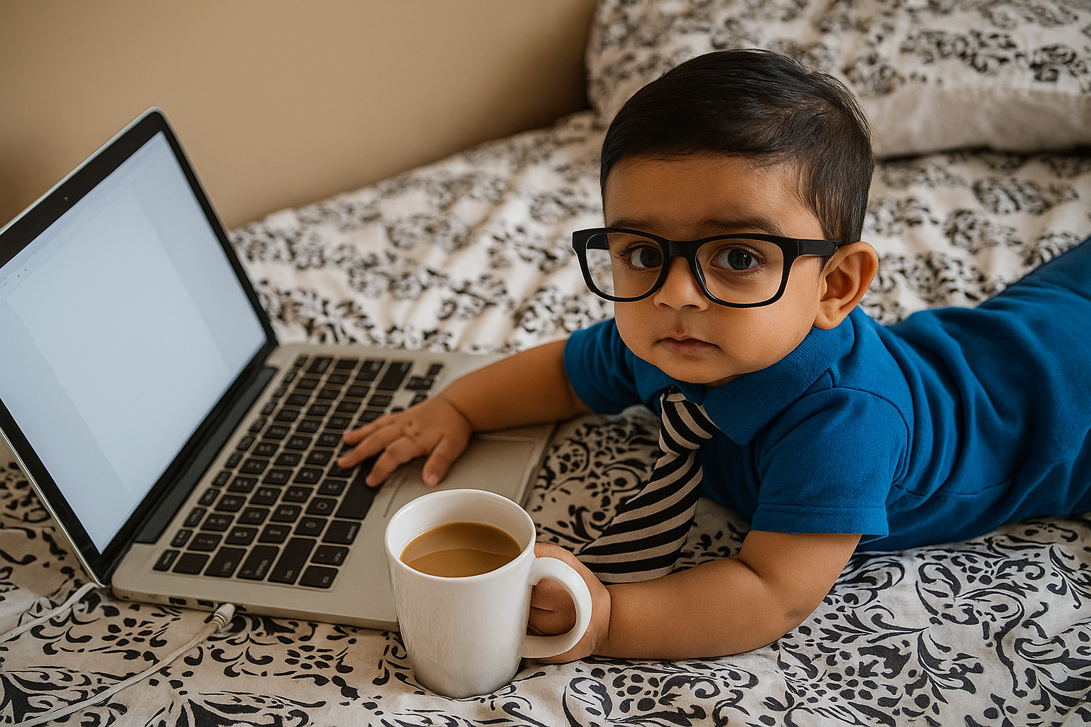 baby working on a computer